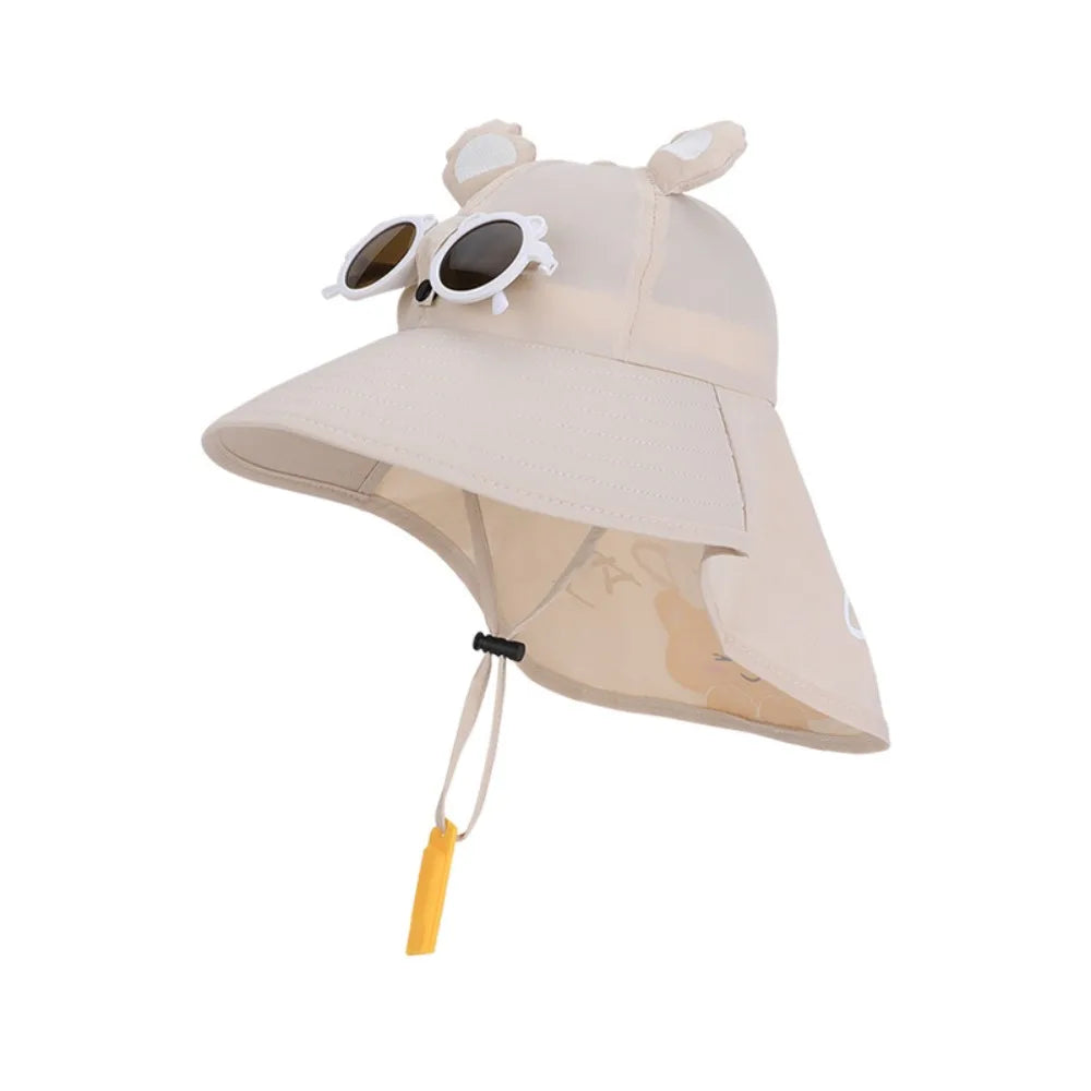 Big Brim Children's Sun Hat Sun Protection Extended Shawl Children Beach Cap Neck Cover Breathable Cartoon Fisherman Hat
