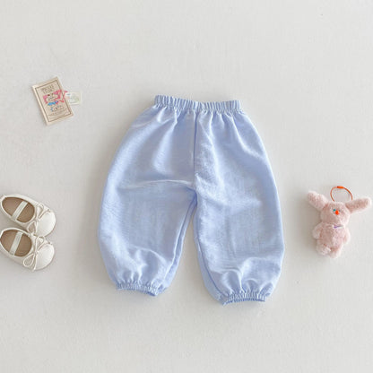 Summer Solid Color Children's Anti-mosquito Pants Loose Casual Bloomers For Kids Girls And Boys Toddler Costume Thin Trousers
