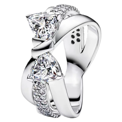 S925 Silver Bow Love Flower Ring Fashionable and High End Style Ring