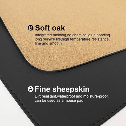 Dual Sided Desk Mat,Leather Desk Pad,Black Cork Desk Mat Protector,Large Mouse Pad,Desk Writing Pad for Office and Home