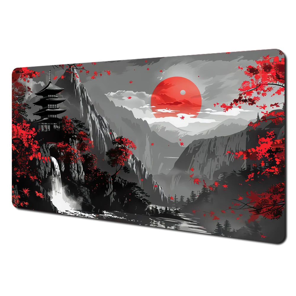 Red and Black Art Landscapes Large Mouse Pad Anti-Slip Durable Desk Mat Offices Accessories Keyboard Mouse Mat Tapis De Bureau