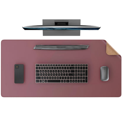 Dual Sided Desk Mat,Leather Desk Pad,Black Cork Desk Mat Protector,Large Mouse Pad,Desk Writing Pad for Office and Home