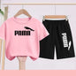 Summer 2 Piece Set 3-12 Age Children T-Shirt Letters Casual Short Sleeve+Shorts Boy Girl Comfortable Breathable Sportswear