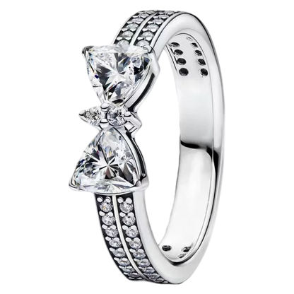 S925 Silver Bow Love Flower Ring Fashionable and High End Style Ring