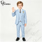 Handsome Linen Boys Suit 4-Piece Set with Floral Bow Tie 2026 Classic Formal Blazer Vest Pants for Ring Bearer Wedding Party