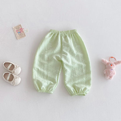 Summer Solid Color Children's Anti-mosquito Pants Loose Casual Bloomers For Kids Girls And Boys Toddler Costume Thin Trousers