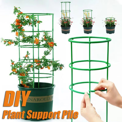 2-6Set Plant Support Plant Stakes Round Plant Support Ring Plastic Plant Cage Holder Flower Pot Climbing Trellis Gardening Tools