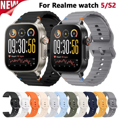 18/20/22mm Sport Silicone Strap For Realme Watch 5 Bracelet for Realme Watch S2/Realme S SPro/2 Pro 3 3 Pro/ huawei Watchband