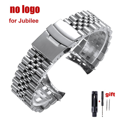 For Seiko 5 SKX009/007 for Jubilee for Oyster Solid Stainless Steel Watch Strap Curved End Men's Sport Watch Band 18mm 20mm 22mm