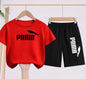 Summer 2 Piece Set 3-12 Age Children T-Shirt Letters Casual Short Sleeve+Shorts Boy Girl Comfortable Breathable Sportswear