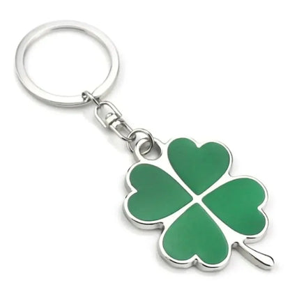 Fashion Creative Green Leaf Keychain Lucky Four-leaf Clover Design Exquisite Simple New Niche Holiday Gift Key Ring Accessory
