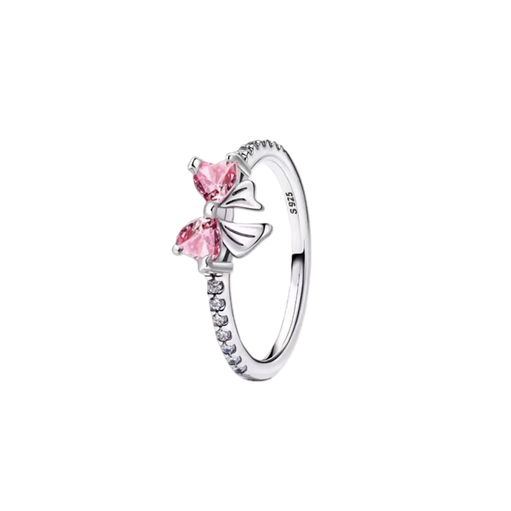 S925 Silver Bow Love Flower Ring Fashionable and High End Style Ring