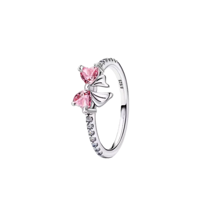 S925 Silver Bow Love Flower Ring Fashionable and High End Style Ring
