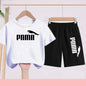 Summer 2 Piece Set 3-12 Age Children T-Shirt Letters Casual Short Sleeve+Shorts Boy Girl Comfortable Breathable Sportswear