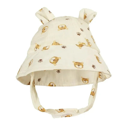 2026 Newborn Boys Girls Bucket Hat Summer Kids Toddler Panama Cap 0 to 12 Months Soft Cotton Baby Sun Hat With Ears Cute Bunny