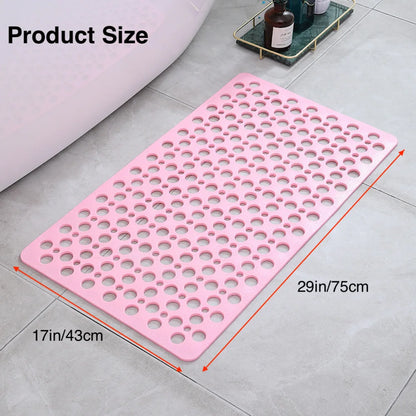 1pc Bathroom Non-Slip Mat With Suction Cup, 43x75cm Bath Rug, Shower Mat Round Hole Design, Bathroom Massage Ring, Quick Drain
