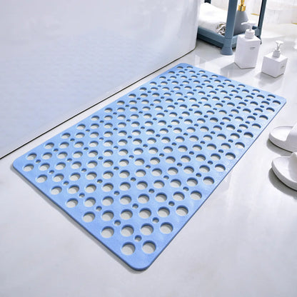 1pc Bathroom Non-Slip Mat With Suction Cup, 43x75cm Bath Rug, Shower Mat Round Hole Design, Bathroom Massage Ring, Quick Drain