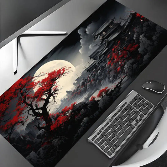Red & Black Art Extra Large Desk Mouse Mat