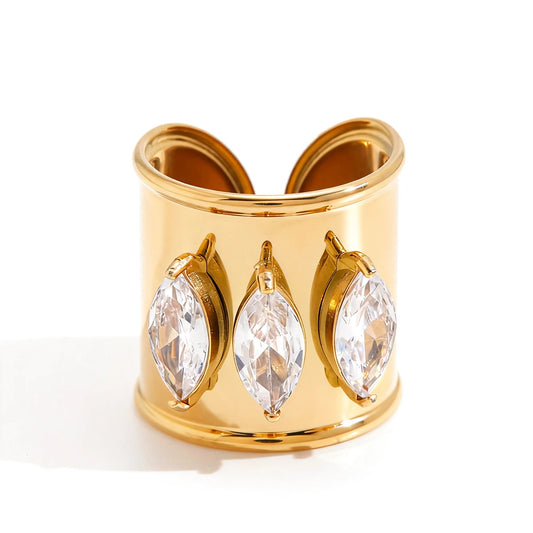 Delicate Horse-Eye Zircon Open Ring
