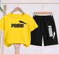 Summer 2 Piece Set 3-12 Age Children T-Shirt Letters Casual Short Sleeve+Shorts Boy Girl Comfortable Breathable Sportswear