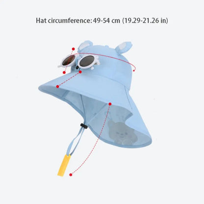 Big Brim Children's Sun Hat Sun Protection Extended Shawl Children Beach Cap Neck Cover Breathable Cartoon Fisherman Hat
