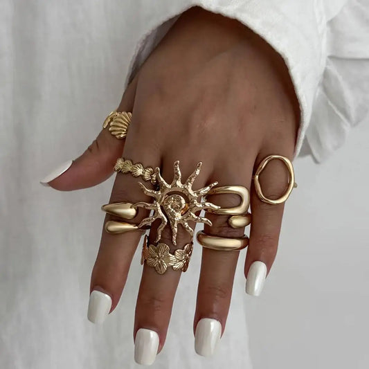 Starfish Scallop Open Ring Set 8pc