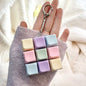 Bright Light 9 Keys Mechanical Axis Keychain Button Keycap Shaft Switch Relief Stress Toy Finger Clicker Key Ring Chain Gift