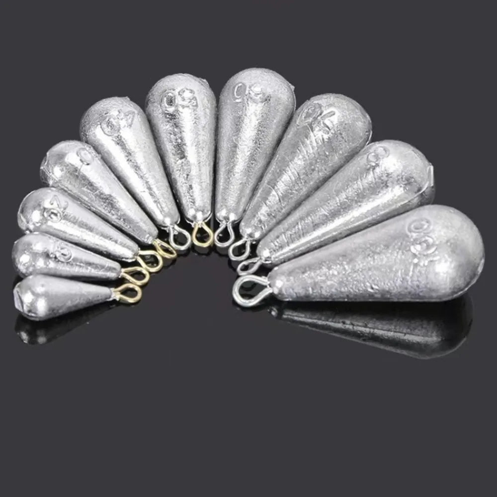 5pcs/20pcs 10g-100gFishing Weights Sinkers Teardrop-shaped hook-ring sinker for fishing Fishing tackle Casting Drop Shot Weights
