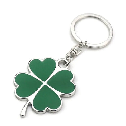 Fashion Creative Green Leaf Keychain Lucky Four-leaf Clover Design Exquisite Simple New Niche Holiday Gift Key Ring Accessory
