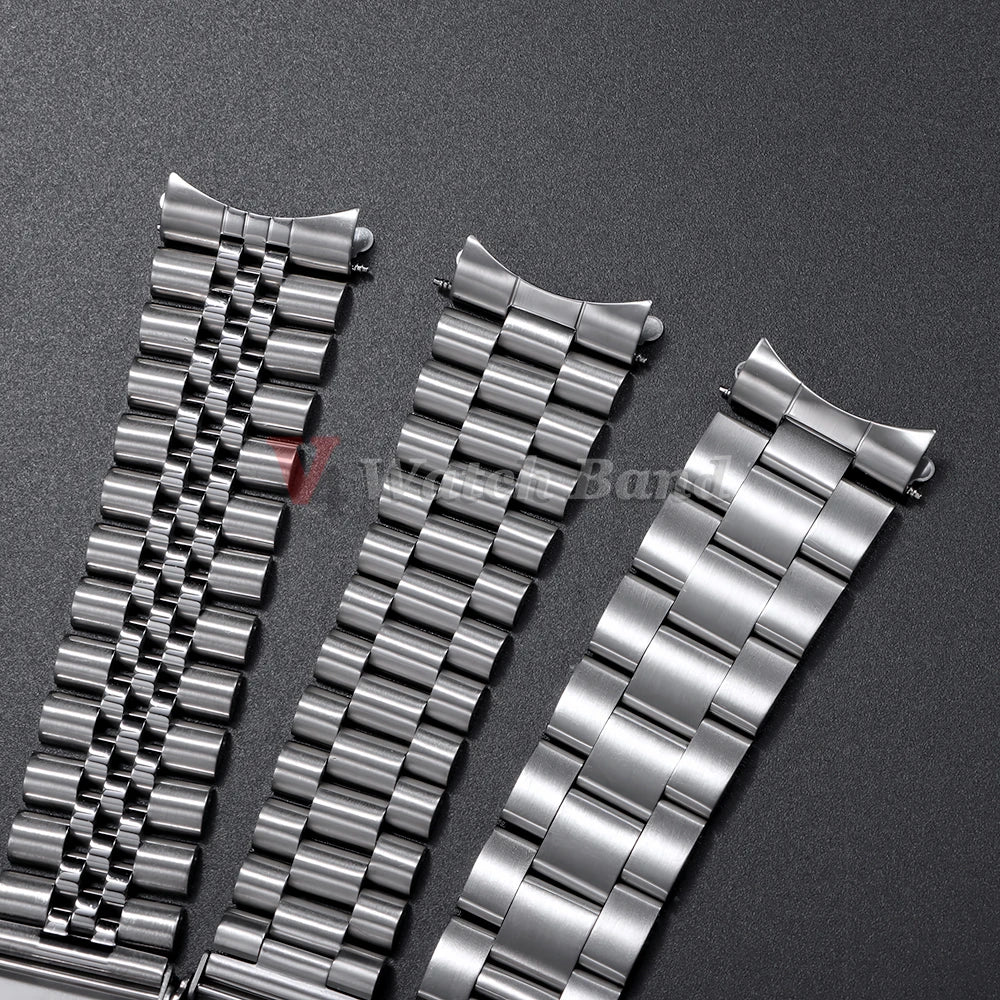 For Seiko 5 SKX009/007 for Jubilee for Oyster Solid Stainless Steel Watch Strap Curved End Men's Sport Watch Band 18mm 20mm 22mm