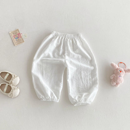 Summer Solid Color Children's Anti-mosquito Pants Loose Casual Bloomers For Kids Girls And Boys Toddler Costume Thin Trousers