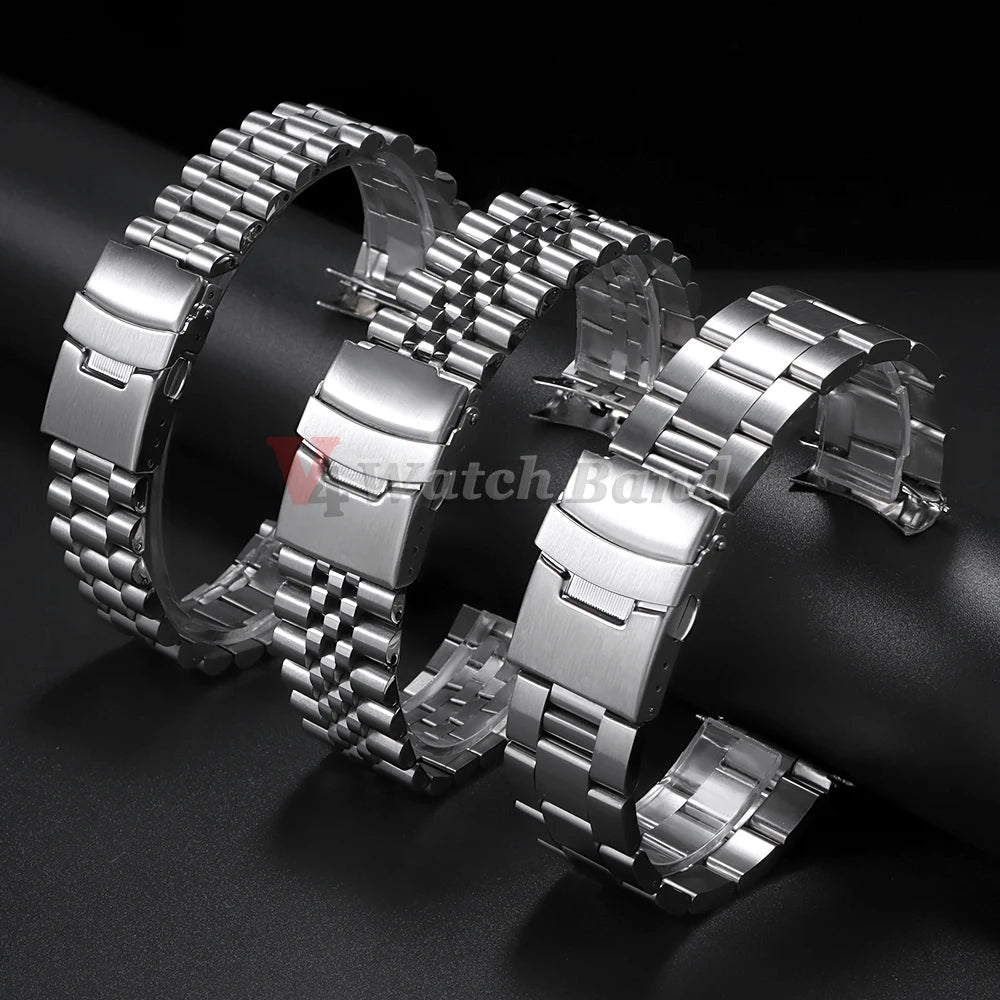 For Seiko 5 SKX009/007 for Jubilee for Oyster Solid Stainless Steel Watch Strap Curved End Men's Sport Watch Band 18mm 20mm 22mm