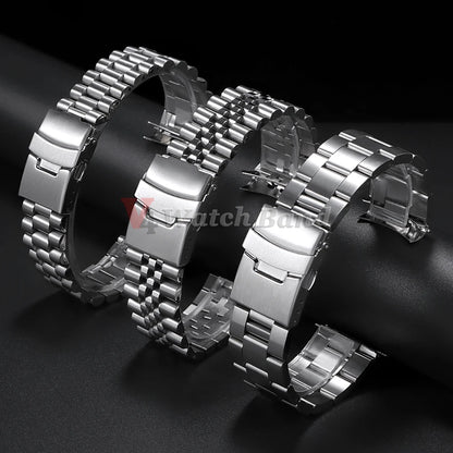 For Seiko 5 SKX009/007 for Jubilee for Oyster Solid Stainless Steel Watch Strap Curved End Men's Sport Watch Band 18mm 20mm 22mm
