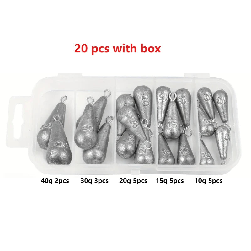 5pcs/20pcs 10g-100gFishing Weights Sinkers Teardrop-shaped hook-ring sinker for fishing Fishing tackle Casting Drop Shot Weights