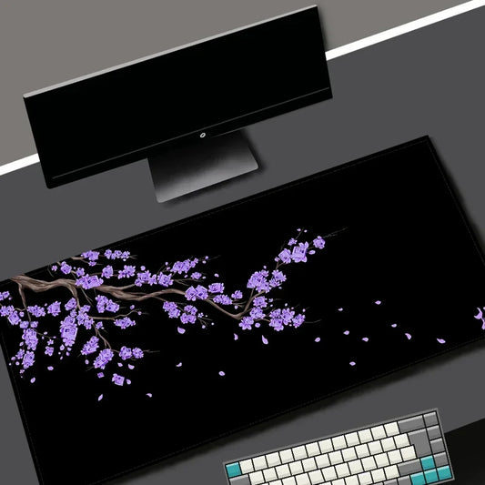 Black Sakura Cherry Blossom Gaming Mouse Pad