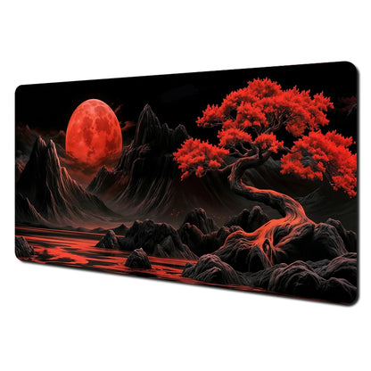 Red and Black Art Landscapes Large Mouse Pad Anti-Slip Durable Desk Mat Offices Accessories Keyboard Mouse Mat Tapis De Bureau