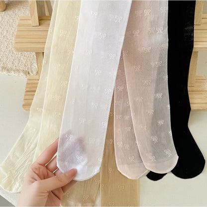 Summer Kids Thin Tights Girls Fashion Bow Print Stockings Baby Mesh Breathable Princess Pantyhose Children Ballet Dance Leggings