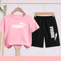 Summer 2 Piece Set 3-12 Age Children T-Shirt Letters Casual Short Sleeve+Shorts Boy Girl Comfortable Breathable Sportswear