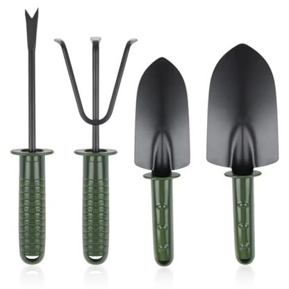 Garden Tool Set4 Pieces Garden Tools Including Hand Shovel Transplant Shovel Weeder and Hand Rake with Non-Slip Handle Idea for