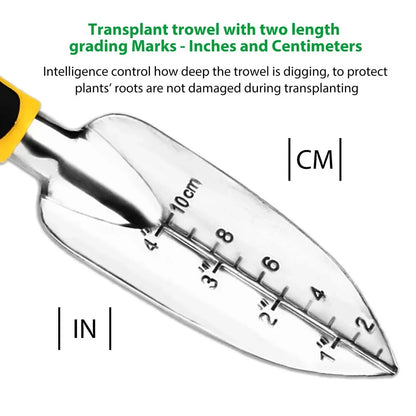Garden Tool Set 4 Pack With Trowel, Cultivator Hand Rake, Transplant Trowel, Gardening Gloves For Weeding, Loosening Soil