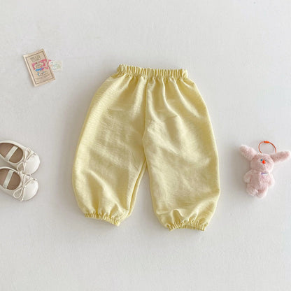 Summer Solid Color Children's Anti-mosquito Pants Loose Casual Bloomers For Kids Girls And Boys Toddler Costume Thin Trousers