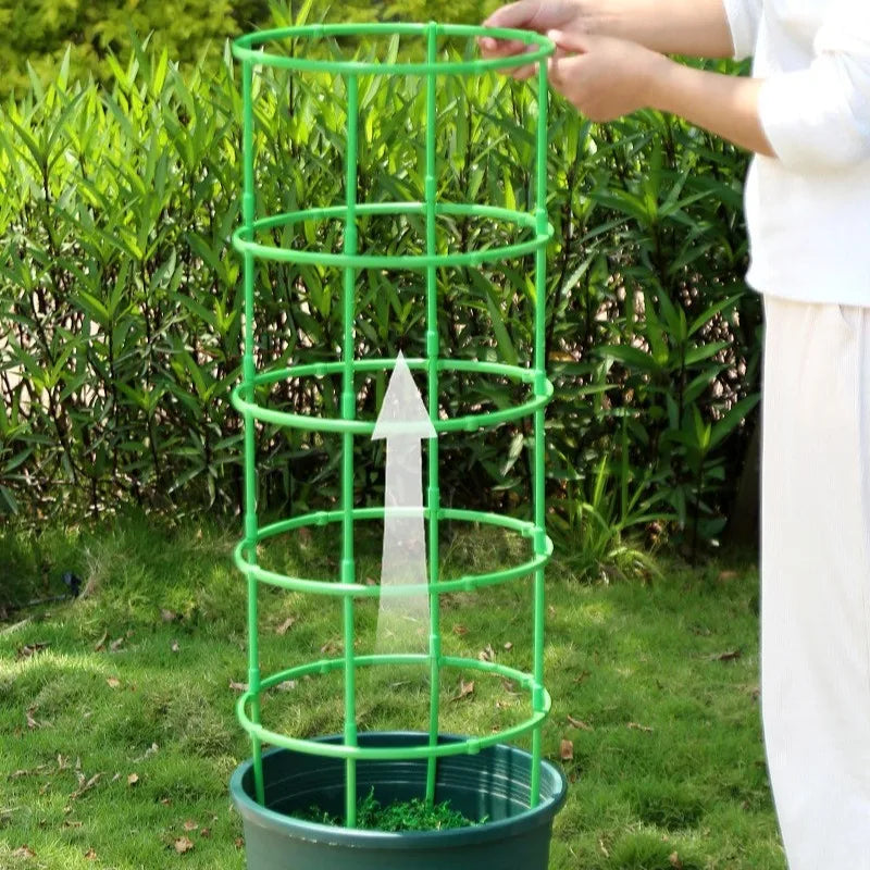 2-6Set Plant Support Plant Stakes Round Plant Support Ring Plastic Plant Cage Holder Flower Pot Climbing Trellis Gardening Tools