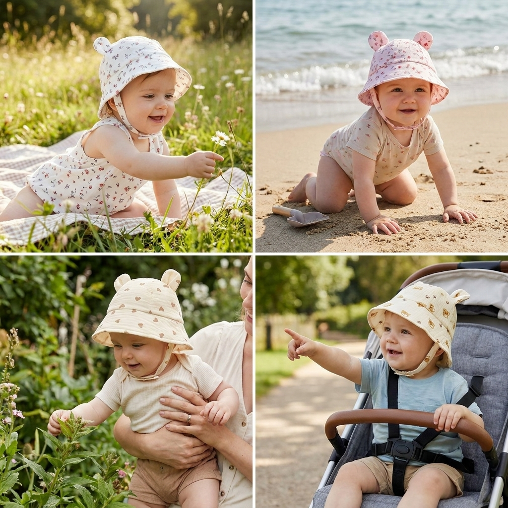 Baby Bunny Ear Bucket Sun Hat