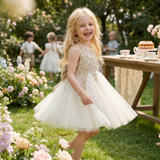 Girls Sequin Tulle Party Dress