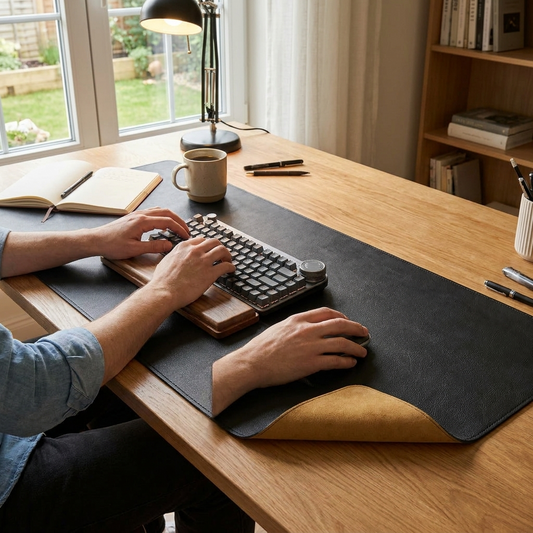 Dual-Sided Leather Cork Desk Mat