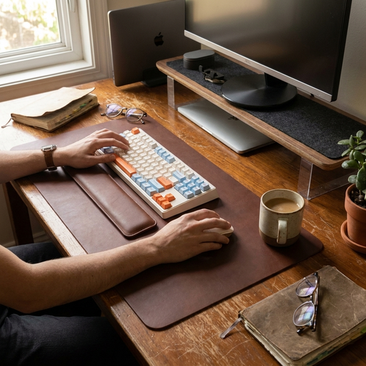3-Piece Waterproof PU Leather Wrist Rest Desk Pad