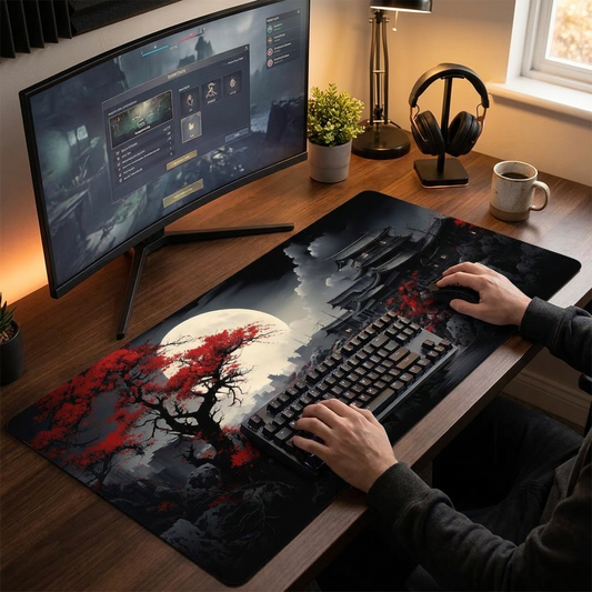 Red & Black Art Extra Large Desk Mouse Mat