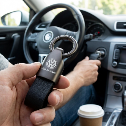 Suede Metal VW Keychain Ring Holder