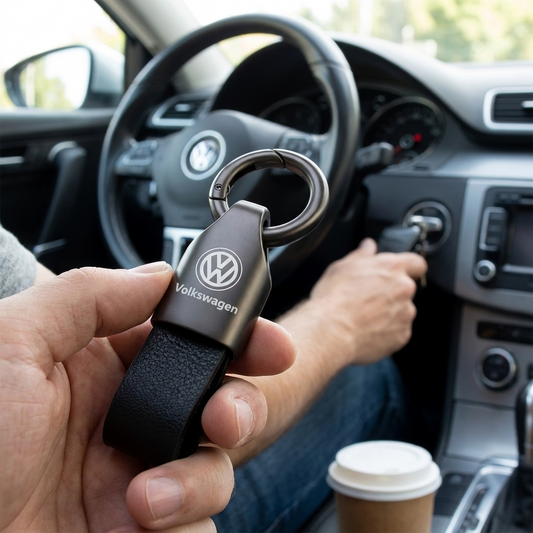 Suede Metal VW Keychain Ring Holder