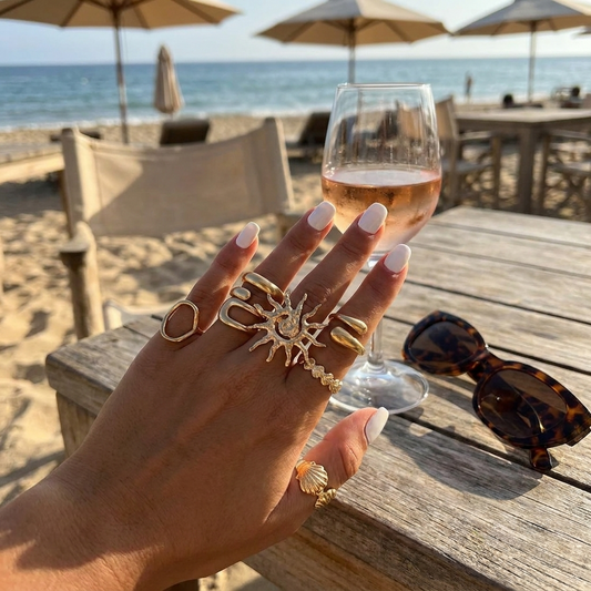 Starfish Scallop Open Ring Set 8pc